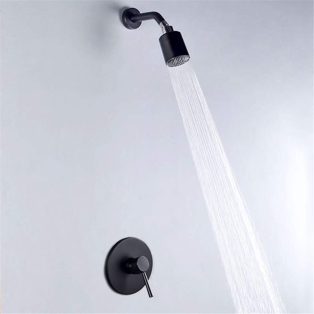 JYBNBBE Bathroom Shower Faucet Brass in-Wall Shower Mixer Tap Hot and Cold Wall Mounted Bath Shower Faucet Set Black Shower Tap Torneira,Black B (Black a A)