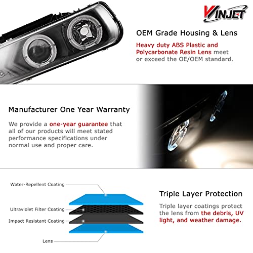 Winjet Compatible With [1999-2002 Silverado] [2000 2001 2002 2003 2004 2005 2006 Suburban/Tahoe] Led Drl Halo Projector Headlights #TOP1