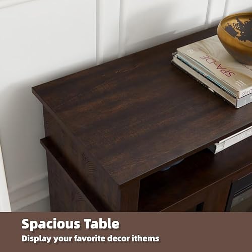 Miniatura 4 de Soporte de TV de 58 pulgadas con chimenea eléctrica de 23 pulgadas, centro de entretenimiento multimedia, gabinete de almacenamiento con puerta de