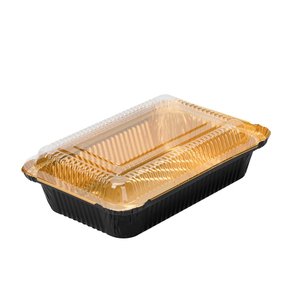 Restaurantware LIDS ONLY: Foil Lux 27 oz Lids 200 Recyclable Lids For 27 oz Aluminum Foil Containers - Heavy Duty Dome Design Clear Plastic Foil To Go Container Lids Containers Sold Separately