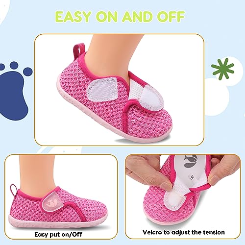 Image of FEETCITY Baby Boys Girls First Walking Shoes Infant Sneakers Crib Shoes Breathable Lightweight Slip On Shoes