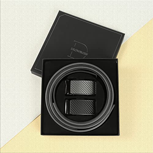 Image of 2 Pack Ratchet Belt 1 3 /8 inch, Mens leather Dress Belt in Gift Set Size 28 inch-62 inch Adjustable waist Trim to Fit
