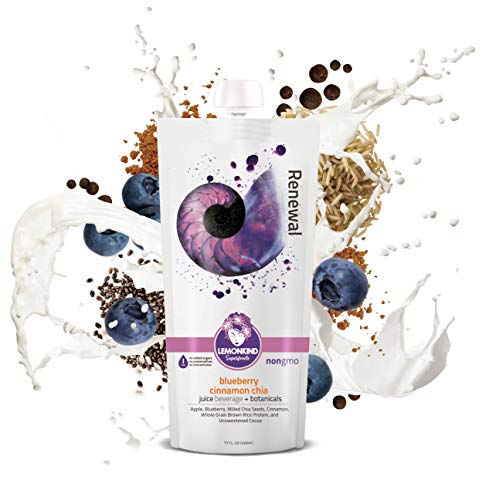 LEMONKIND Blueberry with Organic Cinnamon and Chia, Superfood Cleanse Juice  Digestion & Sport Health, Renewal (12oz, Pack of 10)
