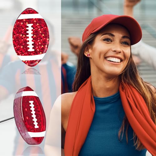 Football Earrings for Women Glitter Acrylic Sports Earrings for Game Day Spirit Week Fall Football Mom Accessories Back to School Teacher Jewelry3