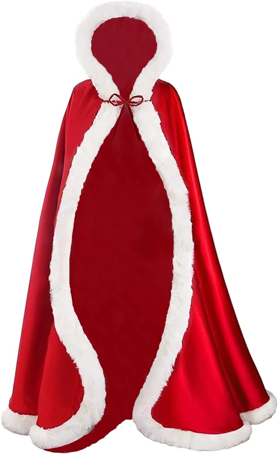 Costume Di Natale Da Donna - Mantello Con Cappuccio E Pompon In Velluto Rosso, Perfetto Per Feste E Carnevale