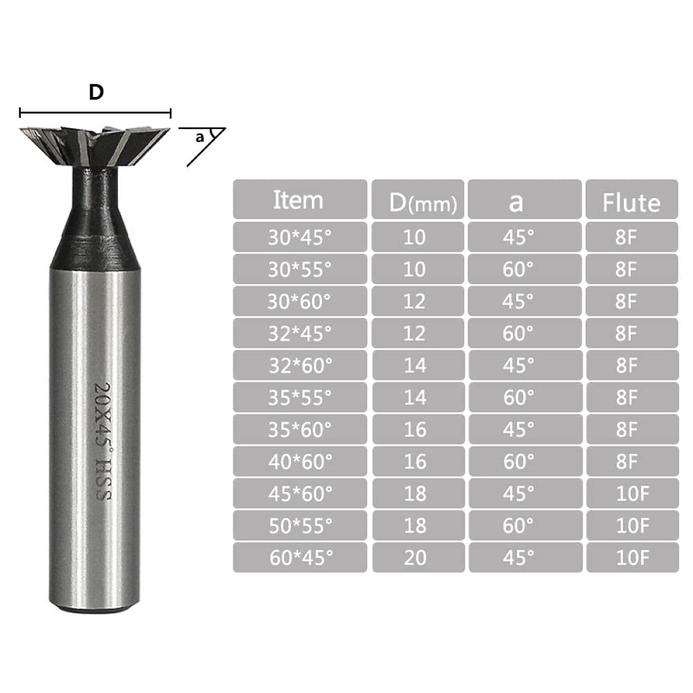 Fresa A Coda Di Rondine In HSS - Per Metallo, Legno E Lavorazioni Di Precisione | Gambo Dritto, Angolo 45° O 60° - Foto 10