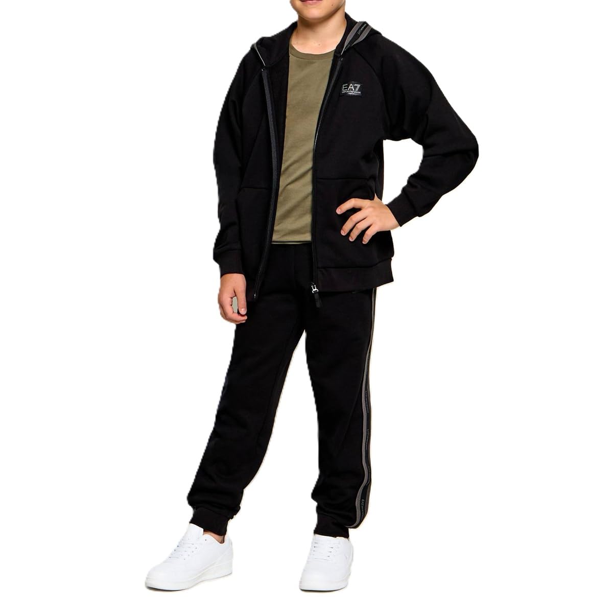 Emporio Armani EA7 - Chándal para niños y jóvenes de algodón afelpado con logo Series, 7B000375