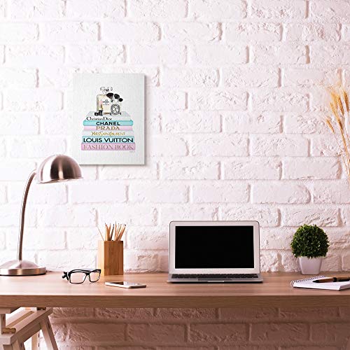Image of 'Fashion Designer Makeup Bookstack Blue Pink'| Canvas Art | Stupell Industries | 16 x 20 Inches, Easy to Hang and Sturdy, Made in USA, by Amanda Greenwood
