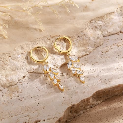 Gold Hoop Earrings Set: Dainty Stud Earrings for Women 14K Gold Plated Small Dangle Hoop Earrings Hypoallergenic Earring Stacks for Women3