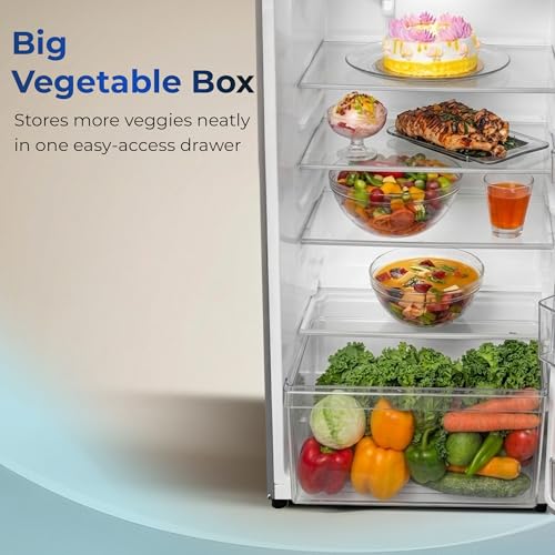 Image of Haier 190L 3 Star Direct Cool Single Door Refrigerator | Toughened Glass Shelves | Fast Ice Making in Just 60 minutes | Large Veg Box| Easy Clean Back (HED-203TDSA-N, Brushline Silver)