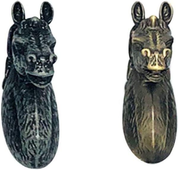 Geentie 2pcs Horse Head Knobs Modern Simple Creativity Animal Furniture Pull Handle Single Hole for Home Cabinets Drawers Wardrobes Gift (Antique Bronze)