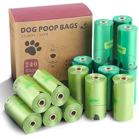Dog Poop Bags with 16 Rolls, Leak Proof Waste Bag for Dog, Extra Thick Poop Bags for Puppies, Unscented Doggie Poop bags for Outdoor, Travel, 240 Count Cover
