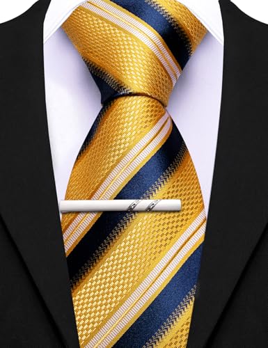 Image of Barry.Wang Mens 6 PCS Ties Silk Striped Paisley Check Floral Necktie Silky Woven Wedding Business Party Ties 3.34 inch