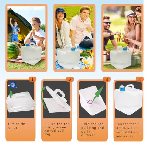 Contenedor de Agua Plegable con Grifo WONDER MASTER, Cantimplora Plegable Portátil sin BPA para Camping y Actividades al Aire Libre, Capacidad 5.3 Galones miniatura 3