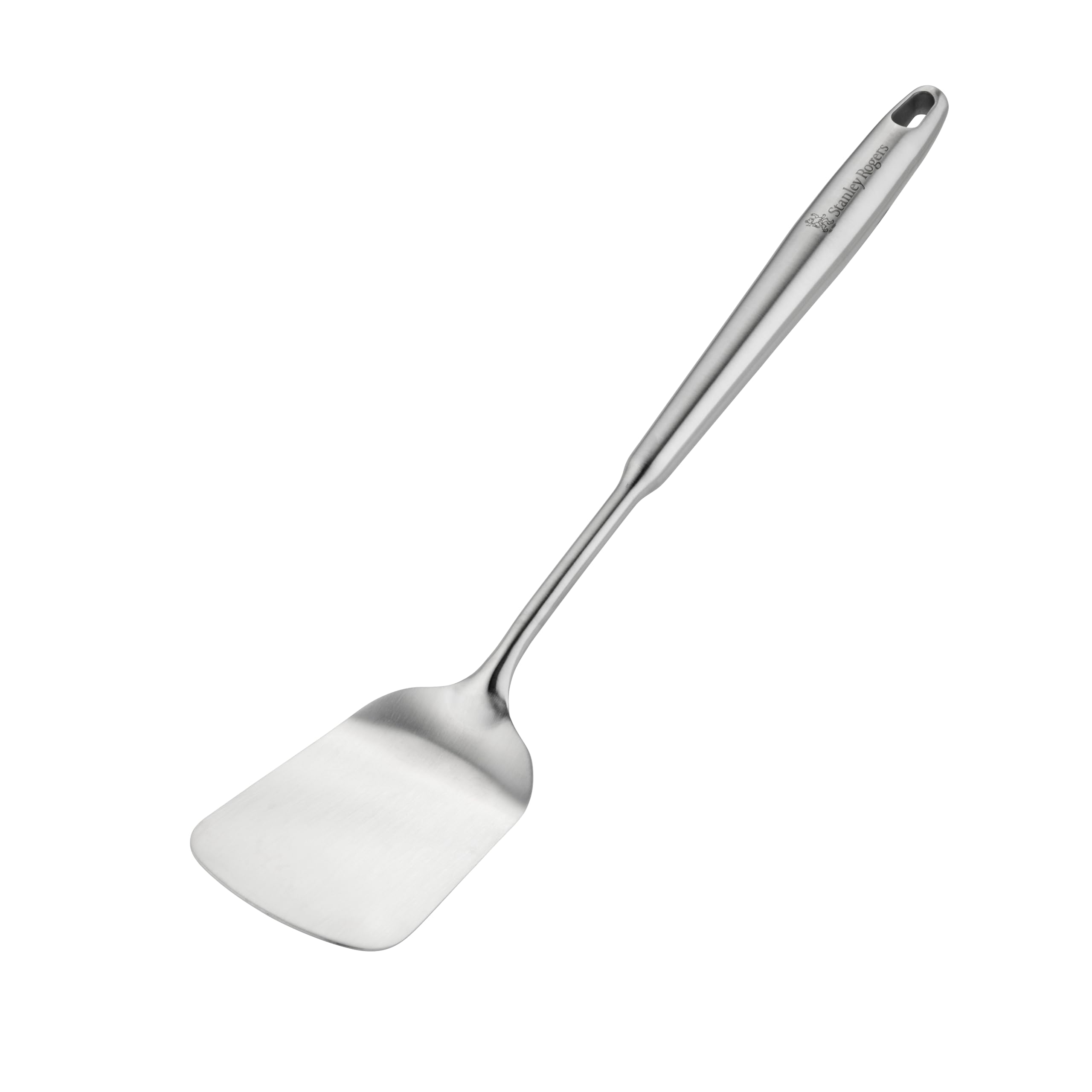 Stanley Rogers Monobloc Stainless Steel Solid Turner, Satin Finish Kitchen Utensil with Wide Fish Slice Head, Hanging Loop & Dishwasher Safe, Cooking Gadget for Flipping & Serving, 36.5x7.5x2.1cm