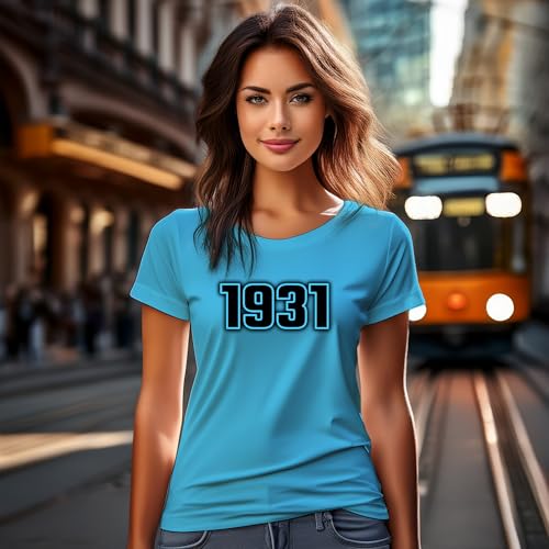 T-shirt 1931 femme bleu ciel le cadeau d'anniversaire vintage parfait et symbolique