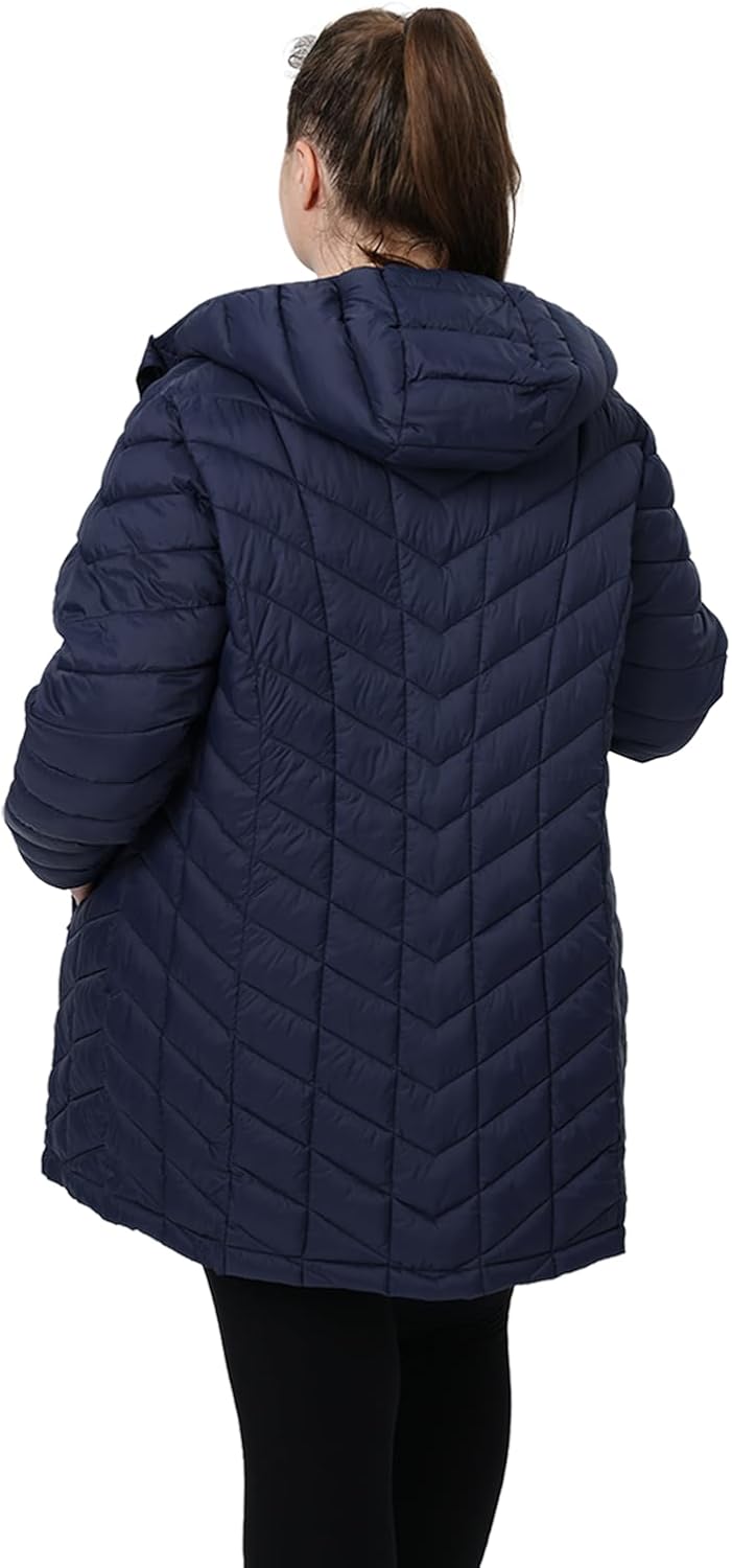 Plus Size Packable Puffer Jacket,Women's 1X-6X Water-Resistant Lightweight Hooded Winter Coat (Exclusively for Plus Size) - Image 3
