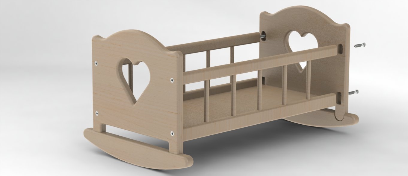 q4you Doll's Wooden Rocking Cradle