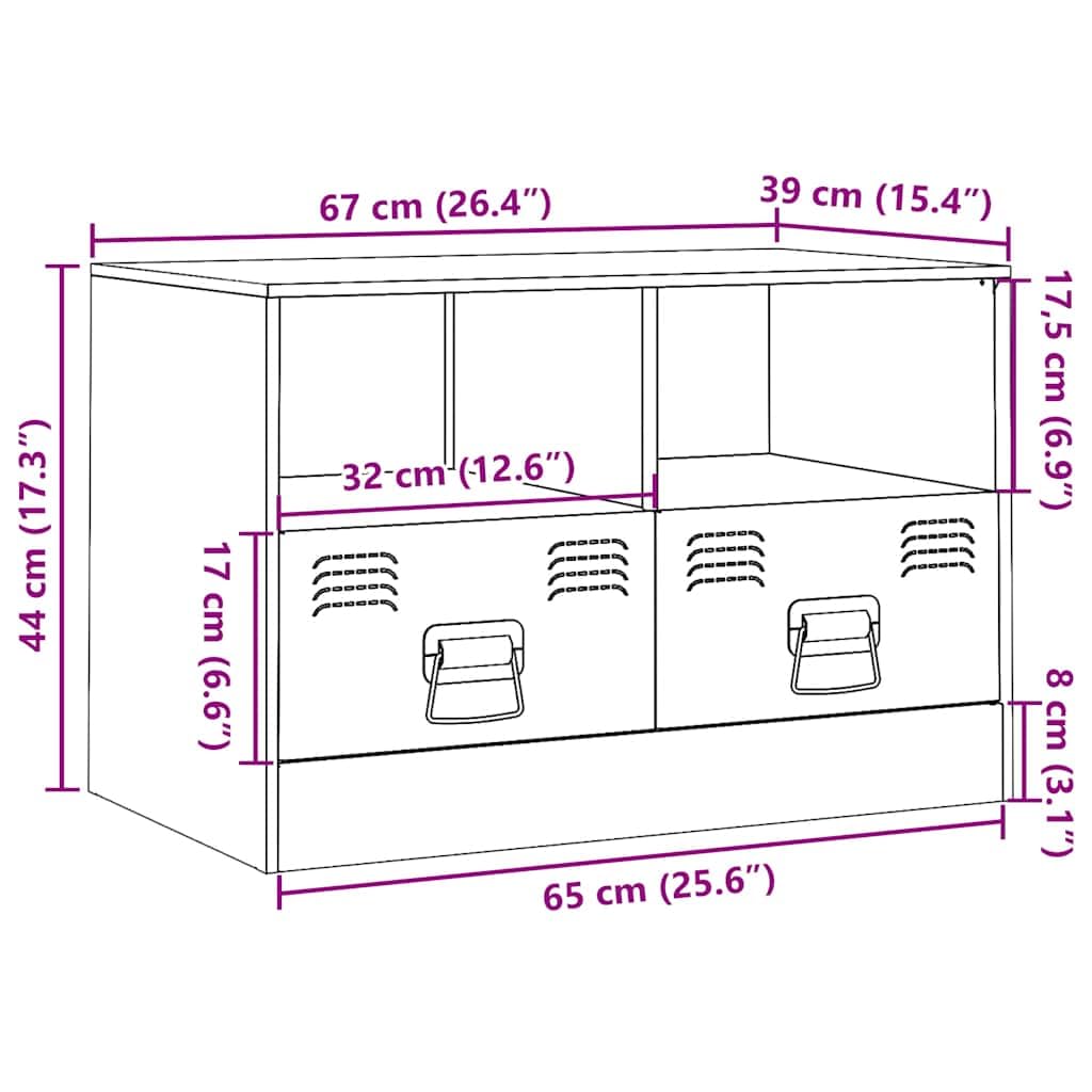 vidaXL TV-Schrank Schwarz 67x39x44 cm Stahl