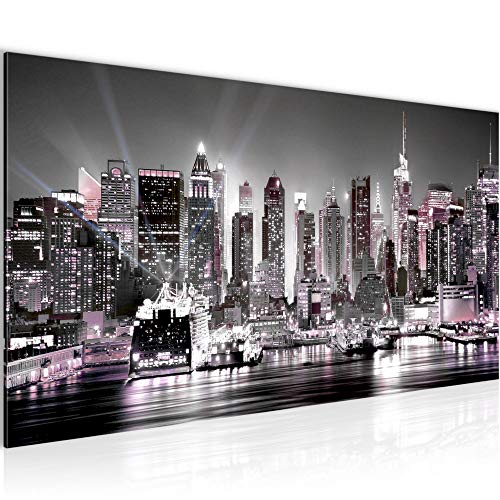 Runa Art Tableau Decoration Murale New York City 1 Partie Moderne Toile non tissée Salon Salle Horizon Rose Gris 605512b