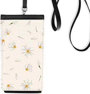 White Pear Flower Petal Flower Phone Wallet Purse Hanging Mobile Pouch Black Pocket