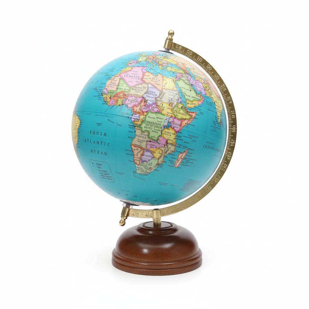GLOBE DADDY Premium Vintage Wooden Base World Globe | Decorative