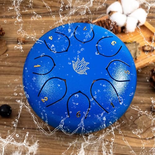 Eavnbaek Rain Chime Drum - 8 Note 6 Inch Rain Drum for Outside Garden, with Bag, Music Book...