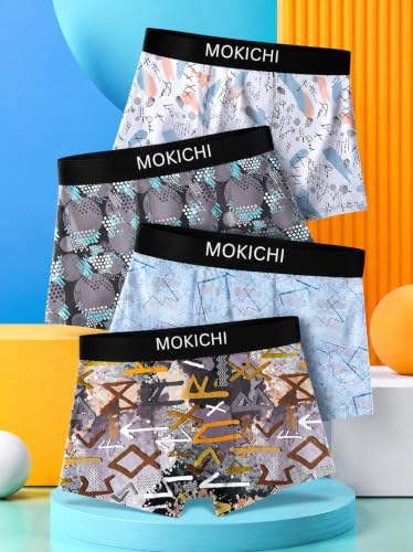 Image of Men's Printed Trunks | Boxer Brief Underwear with Broad Elastic Waistband and Contoured Pouch | Multicolour, Pack of 4