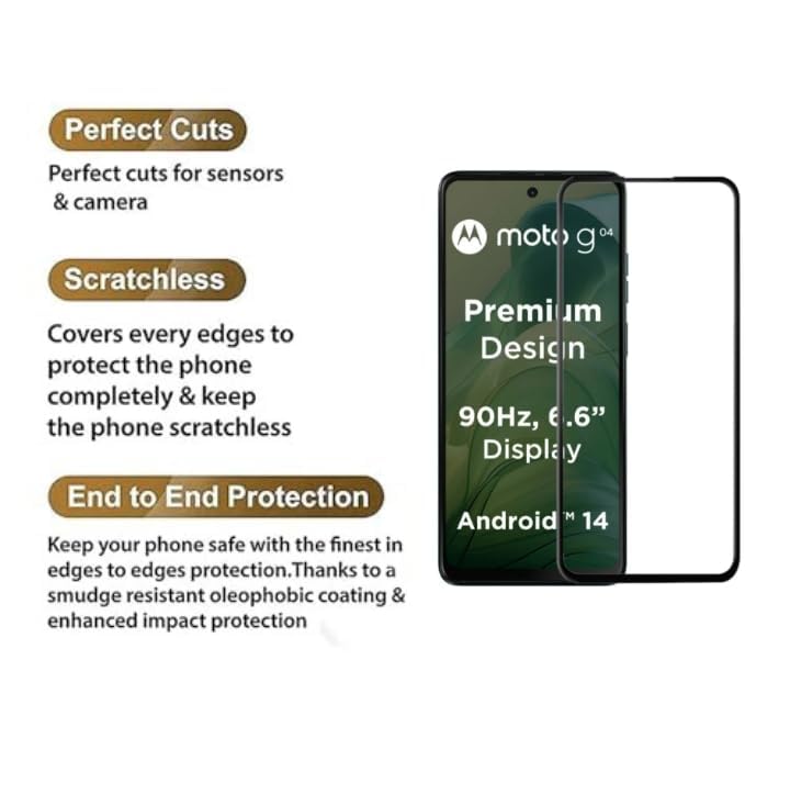 Image of DD SON Tempered Glass for Motorola Moto G24 Power, Moto G04, Moto G24 and Moto G04s (6.6 Inch) With Installation Kit | Military-Grade Gorilla Screen Protector | Edge to Edge Coverage | Black