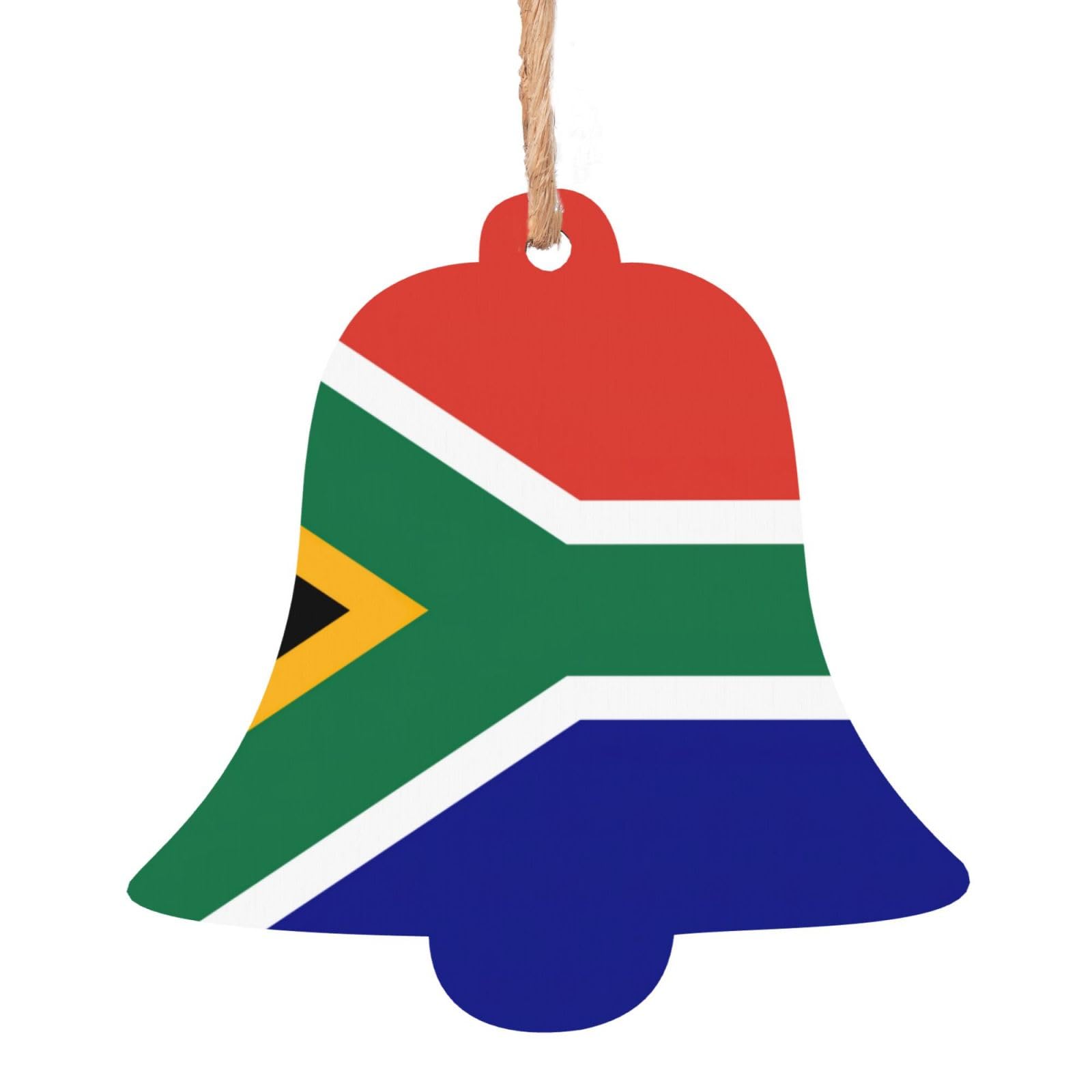 Chabu Bell Shape South African Flag Christmas Wooden Ornaments Christmas Tree Hanging Decoration Xmas Home Party Festive Decor