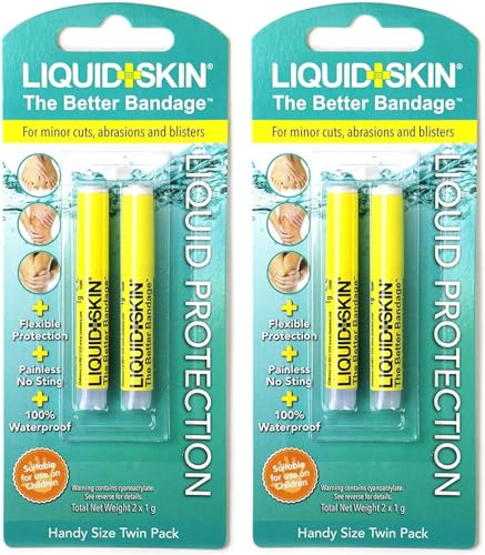 Liquid Skin Liquid Plaster - Waterproof Liquid Bandage for Cuts Wounds Cracked Skin Scrapes - Promotes Faster Natural Healing - No Sting Non-Burning Safe for Kids Formula - Pack of 4 Pipettes