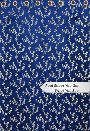 Image of Velvet Room Darkening Door Curtain 7 Feet, Golden Foil Print