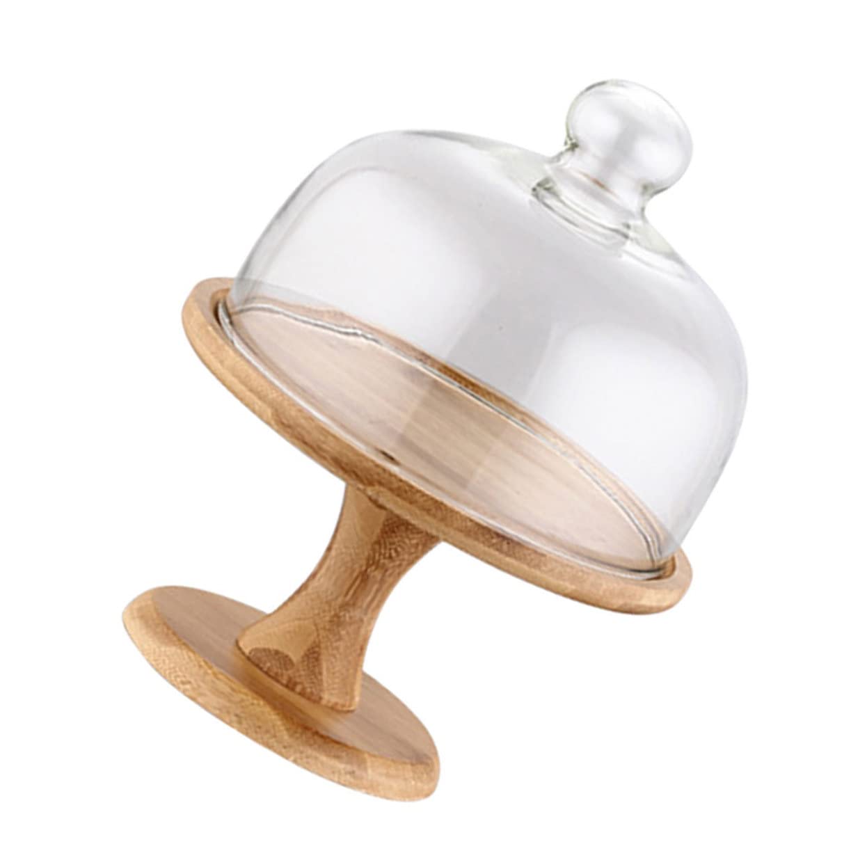 Cabilock 1 Juego Molde Alto para Pasteles Soporte De Pastel De Vidrio con Cúpula Decoración Mini Comida Pasteles De Merienda Pedestal Quesos Servidor De Madera Mesa Vaso De Papel