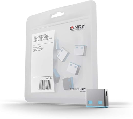 Lindy USB Port Blocker – Pack of 10 – Blue 40462