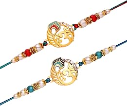 Riddhika Ventures Set of Multi Colour Family Rakhi with Roli Chawal and Greeting Card (P3K)
