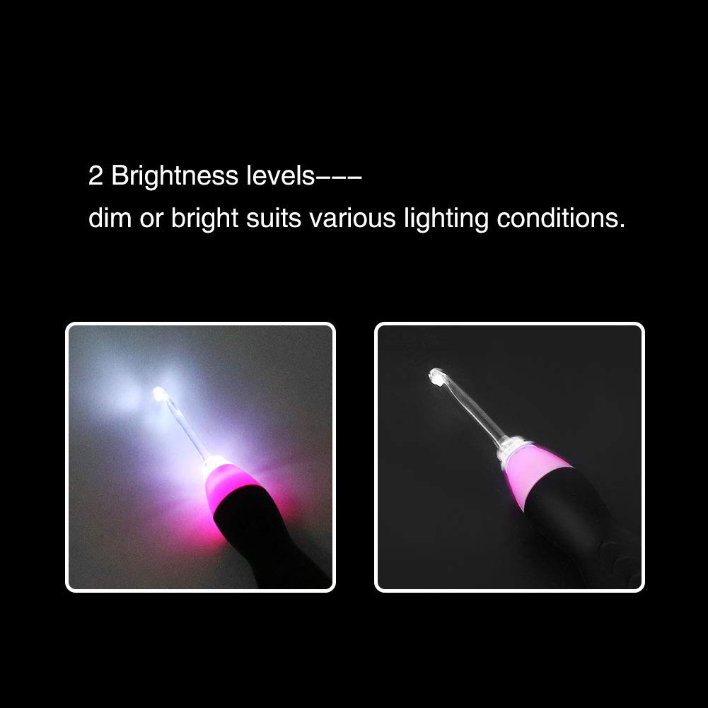 Set di uncinetti illuminati, set di uncinetti a LED LED con aghi per uncinetto USB per la tessitura fai da te per filati da cucito