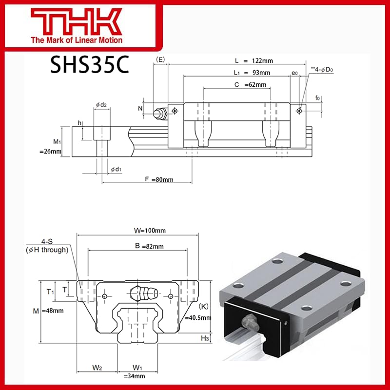 THK Linear Carriage SHS35 SHS35C SHS35CUU/SS SHS35C1UU/SS GK Block