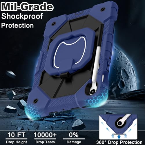 Image of WESOROL Case for Samsung Galaxy Tab S10 Lite /S10 FE /S9 FE 10.9 Inch Galaxy Tab S9 11 Inch,Shockproof Cover for Samsung S9 FE Tablet Case with Screen Protector Rotate Stand Pen Holder,Navy Black