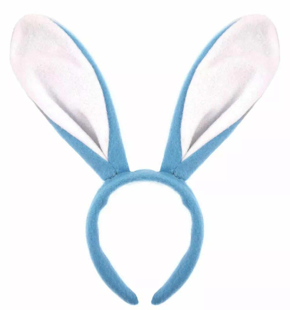 I LOVE FANCY DRESS Soft Pastel Blue Easter Bunny Ears Headband - Blue Plush Rabbit Ear Accessory - Fun Novelty Headpiece for Easter Egg Hunts, Spring Parties and Seasonal Celebrations