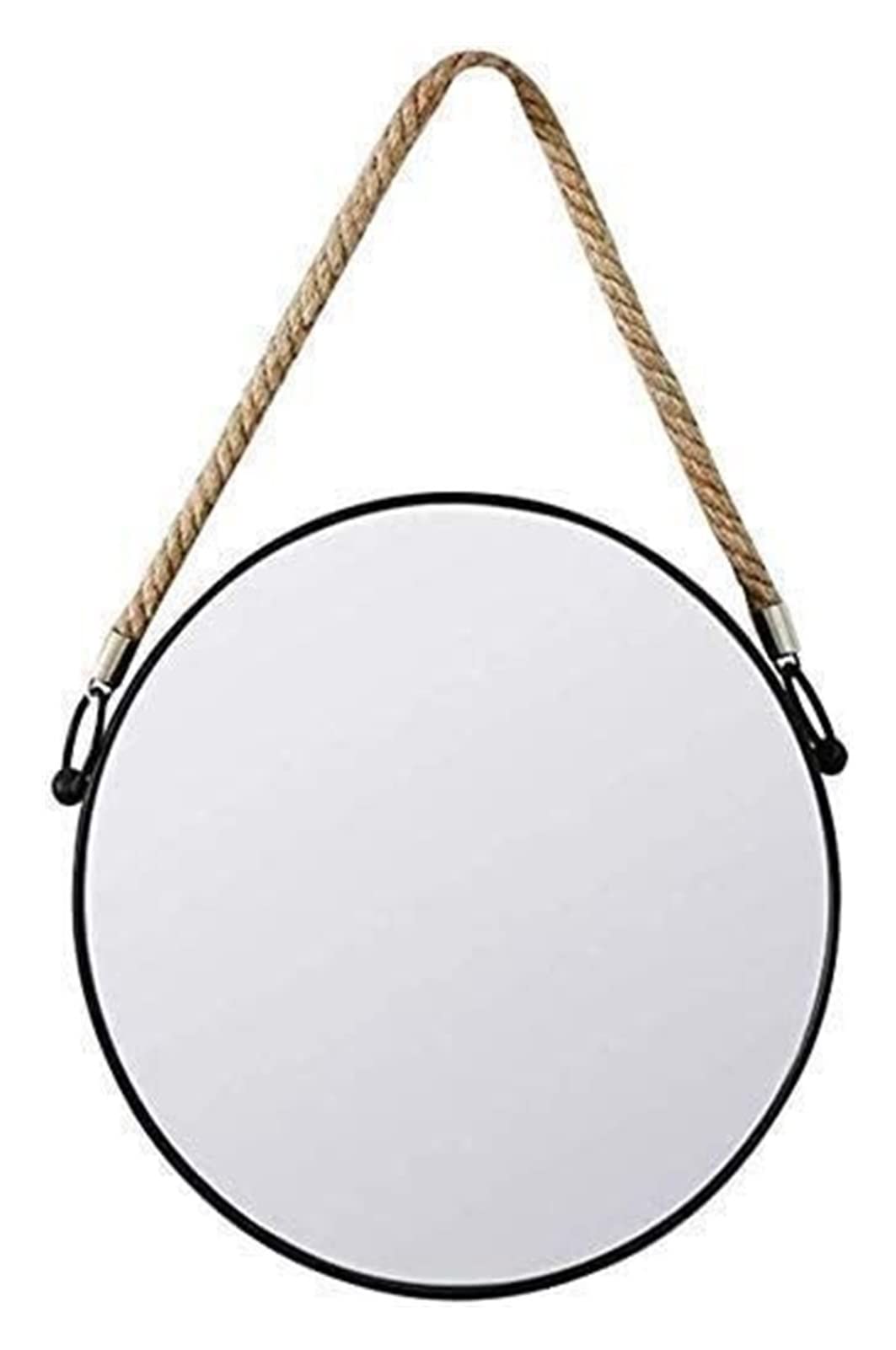 Miroir de Maquillage Rétro Rond Suspendu avec Corde pour Mur de Salle de Bains