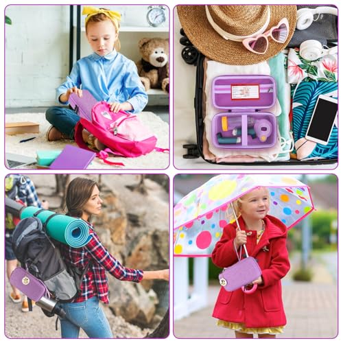Image of MGZNMTY Travel Carrying Case Compatible with Asthma Inhaler Spacer for Adults and Children, Masks, Inhaler Holder with Asthma Alert Tag and Medical Card, Carabiner (Only Case) (Purple)