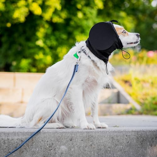 Hunde-Ohrenschützer zur Geräuschunterdrückung & Gehörschutz, bequeme Passform für Feuerwerk, Gewitter & laute Geräusche, waschbar & verstellbar für alle Rassen, Schwarz, Schwarz , L