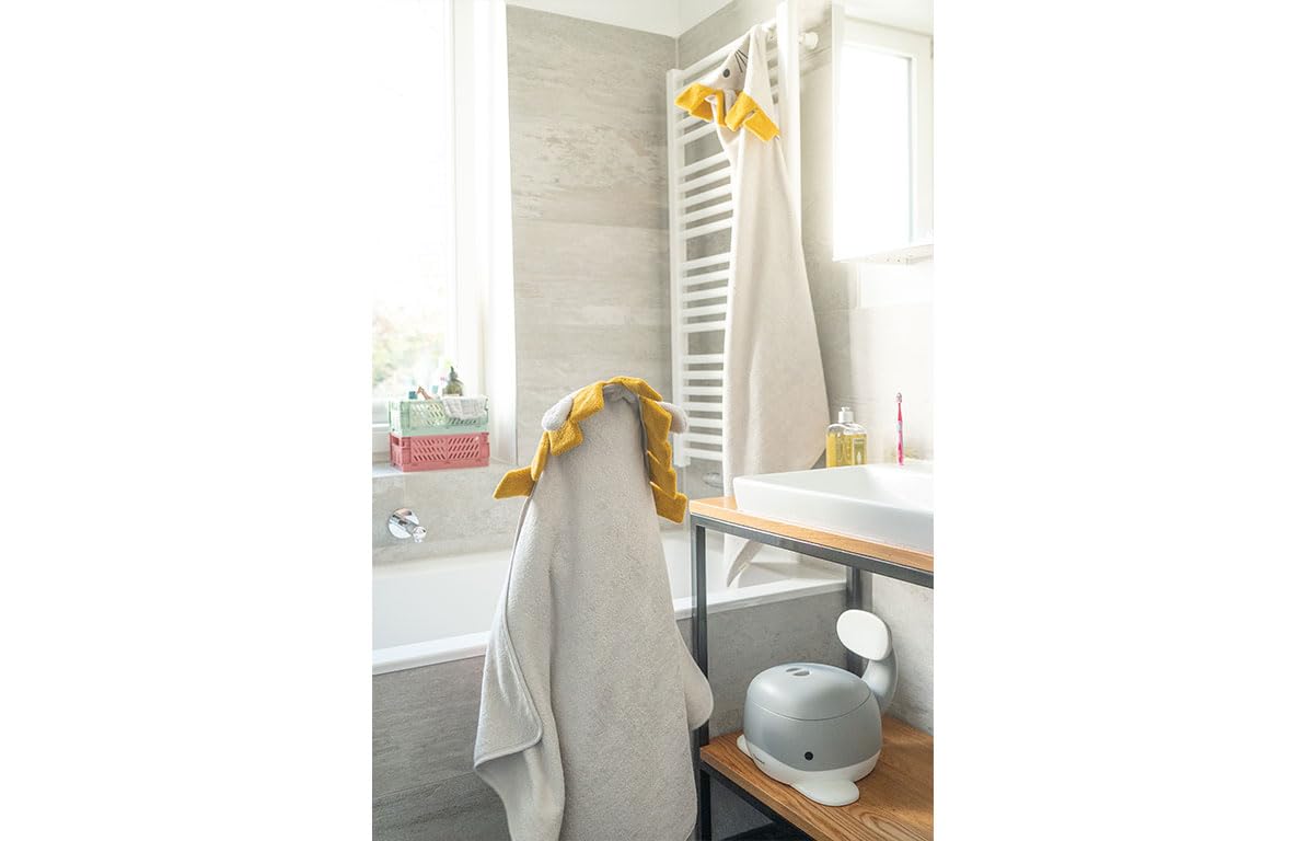 Kindsgut Asciugamano con cappuccio leone in 100% cotone certificato, accogliente e morbido per bambini e neonati, ideale per la casa o il viaggio, 75x75 cm