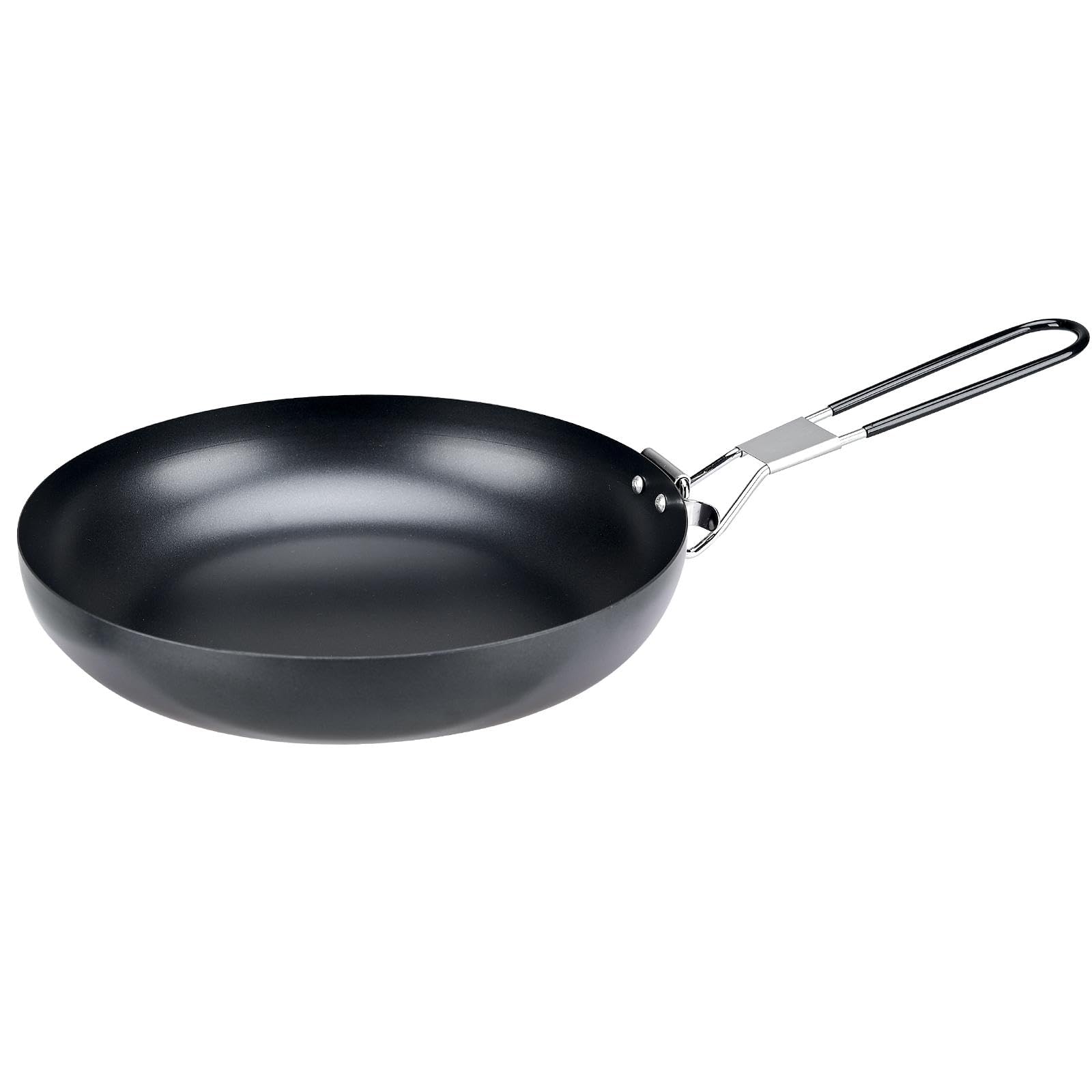 Wok portatile pieghevole da campeggio, padella in ferro da esterno con base piatta, padella antiaderente da 24 cm, padella per campeggio picnic escursionismo