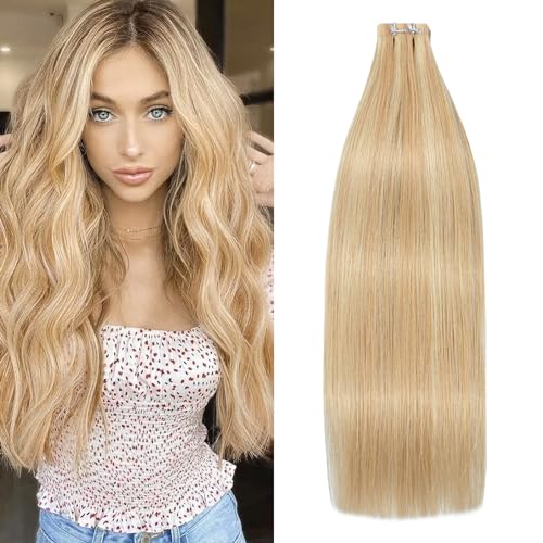 WindTouch �e�[�v�C���w�A�G�N�X�e���V���� - Balayage Honey Blonde to Bleach Blonde Blonde Ombre - 20�s�[�X �{���̐l�� - �����t���w�b�h - 50g - 14�C���`
