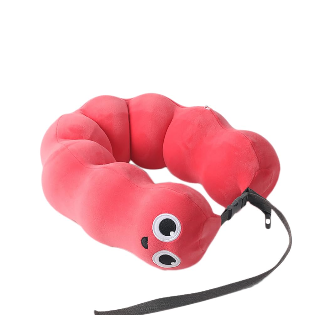 Maibar Red Neck Pillow For Airplanes Travel Pillow Memory Foam Caterpillar Adjustable Traveling Pillow For Car (Red)