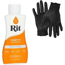 Dye Rit Liquid Fabric Dye for Crafting, Clothing, and Decor 8 oz. Bottle with Artisx Nitrile Gloves Included Tangerine