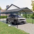 Outdoor Metal Carport Canopy, Heavy Duty Shelter Shed with Galvanized Steel Roof and Frame, All Weather Large Garage for Driveway Car, Truck, Garden Tools, Easy Assembly, 12 X 21 FT