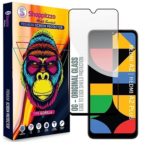 Image of Military Grade-Gorilla Tempered Glass Screen Protector-with 100% Fingerprint Sensor Working-Edge to Edge Full Screen Coverage-9H Hardness-With Easy Installation Kit-Black(Pack Of 1)-Compatible With redmi A2|redmi A2 Plus|redmi A1|10A|9 Active|9i|9i Sport|9C|9A Sport|Poco C31 (6.53 Inch)