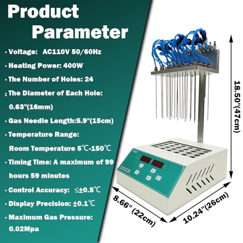 Techtongda L056068 Termovap Sample Concentrator 24Holes Dry Nitrogen Evaporator Laboratory Sample Evaporator Dry Heated Nitrogen Concentrator 110V thumb #2